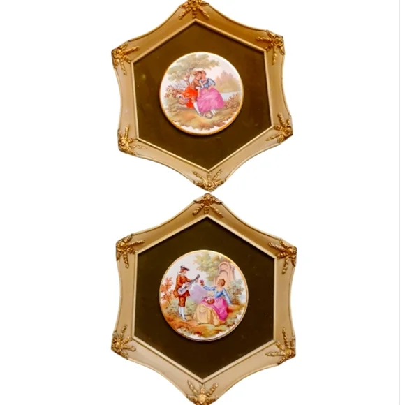 VTG French Provincial style Porcelain Plate frames Set Of 2